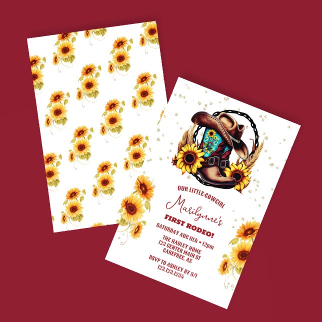 Invitación Primer cumpleaños de Rodeo Western Cowgirl (Subido por el creador)