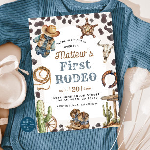 Invitación Primer cumpleaños de Rodeo Wild West Cowboy