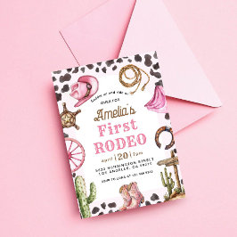 Invitación Primer cumpleaños de Rodeo Wild West Cowgirl