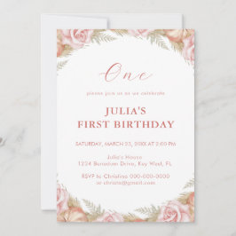 Invitación Primer cumpleaños de Rosa Rosa
