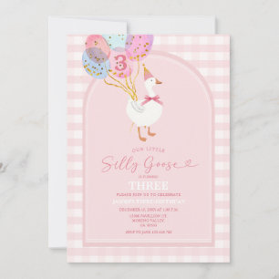 Invitación Primer cumpleaños de Rubor Pink Little Silly Goose