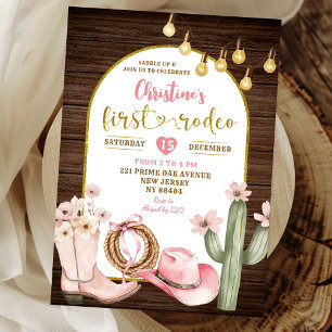 Invitación Primer cumpleaños de Rústica Cowgirl Rodeo
