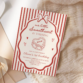Invitación Primer Cumpleaños de San Valentín de Pequeño Coraz