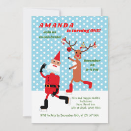 Invitación Primer cumpleaños de Santa Claus y Rudolph