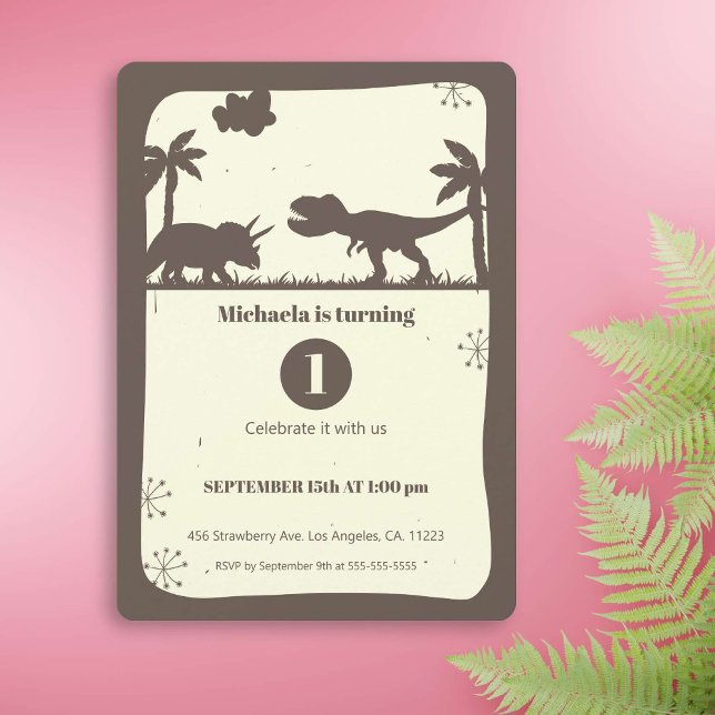 Invitación Primer cumpleaños de Silhouette de Dinosaurio Marr (Subido por el creador)