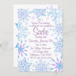 Invitación Primer cumpleaños de Snowflake Winter One-Derland