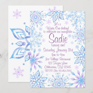 Invitación Primer cumpleaños de Snowflake Winter One-Derland