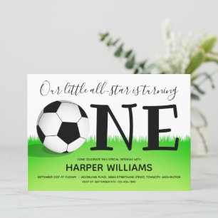 Invitación Primer cumpleaños de Sports One Soccer Football