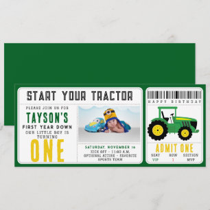 Invitación Primer cumpleaños de Star Your Tractor   Tema de l