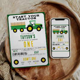 Invitación Primer cumpleaños de Star Your Tractor | Tema de l