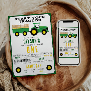 Invitación Primer cumpleaños de Star Your Tractor   Tema de l