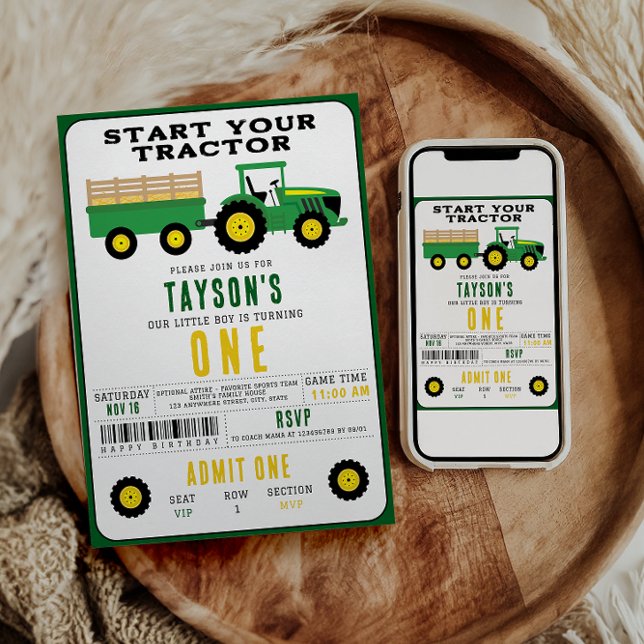 Invitación Primer cumpleaños de Star Your Tractor | Tema de l (Subido por el creador)
