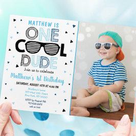 Invitación Primer cumpleaños de Sunglass Boy, chico de Guay