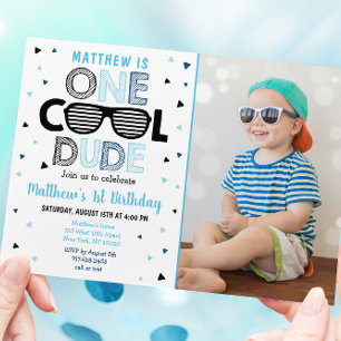 Invitación Primer cumpleaños de Sunglass Boy, chico de Guay