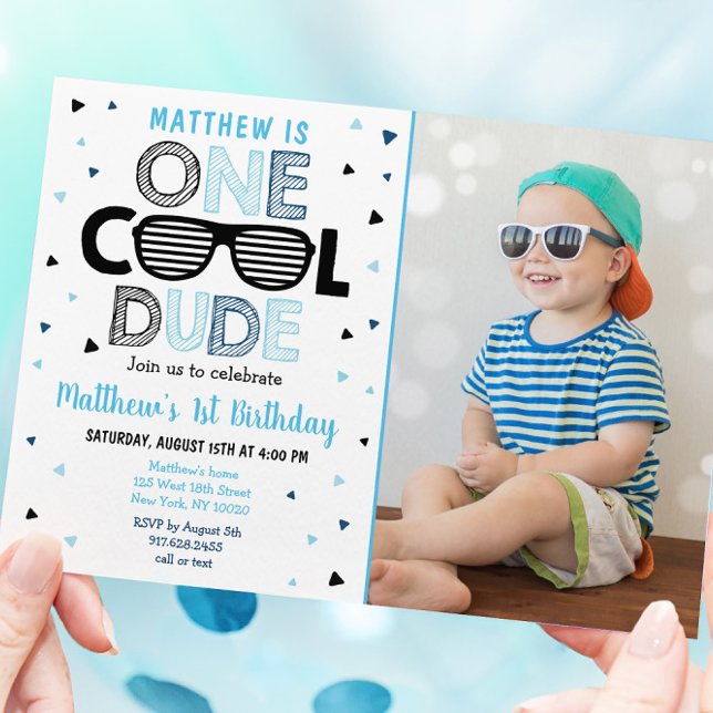 Invitación Primer cumpleaños de Sunglass Boy, chico de Guay (Subido por el creador)