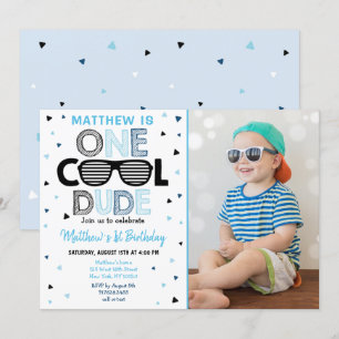 Invitación Primer cumpleaños de Sunglass Boy, chico de Guay
