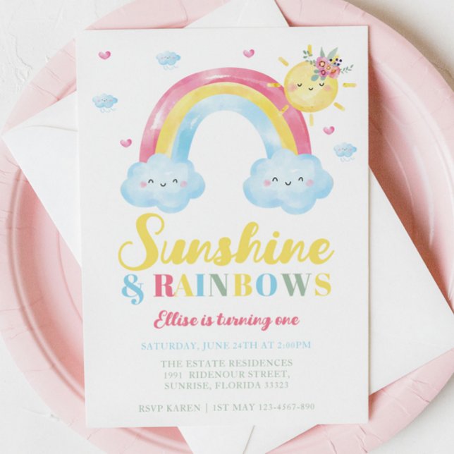 Invitación Primer cumpleaños de Sunshine and Rainbows (Subido por el creador)