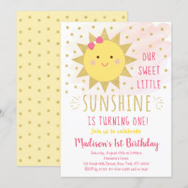 Invitación Primer cumpleaños de Sunshine Pink & Gold