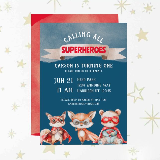 Invitación Primer cumpleaños de superhéroe Personalizado Cute (Subido por el creador)