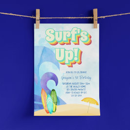 Invitación Primer cumpleaños de Surf's Up Retro Beach