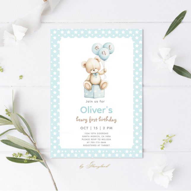 Invitación Primer cumpleaños de Teddy Bear (Subido por el creador)