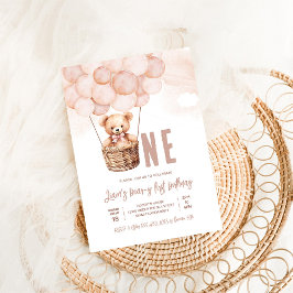 Invitación Primer cumpleaños de Teddy Bear Boy Boho