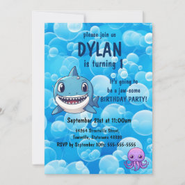 Invitación Primer cumpleaños de tiburón Fiesta de niños del O