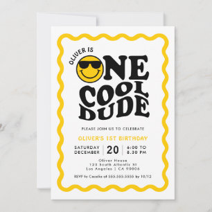 Invitación Primer cumpleaños de un amigo de Guay amarillo fel