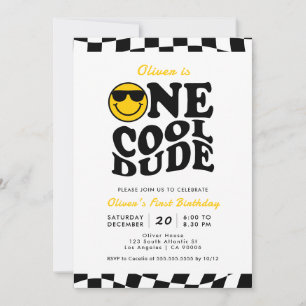 Invitación Primer cumpleaños de un amigo de Guay Wavy Preppy 