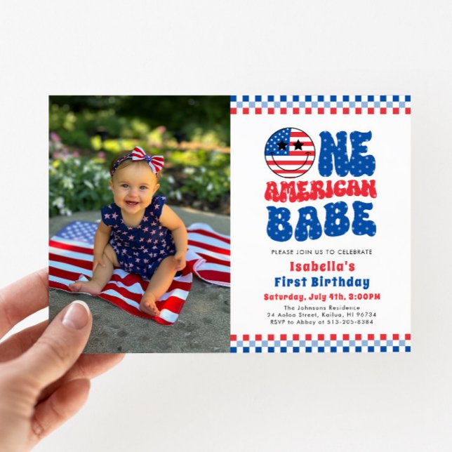 Invitación Primer Cumpleaños De Un Babe Estadounidense Del 4  (Subido por el creador)