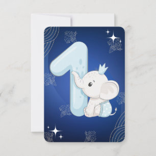 Invitación Primer cumpleaños de un bebé elefante