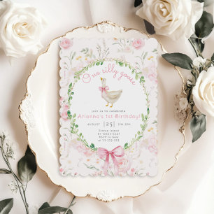 Invitación Primer cumpleaños de un Chica de Rubor rosado de B