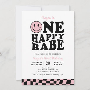 Invitación Primer cumpleaños de un Chica de sonrisa alegre de