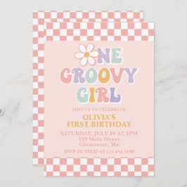 Invitación Primer cumpleaños de un Chica retro Chica de Groov