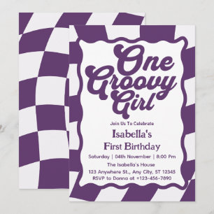 Invitación Primer cumpleaños de un Chica retro Chica de Groov