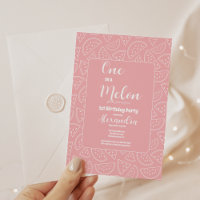 Primer cumpleaños de un Chica rosado en un melón