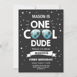 Invitación Primer cumpleaños de un chico de gafas de sol de G