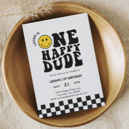 Invitación Primer cumpleaños de un chico feliz Face Boy