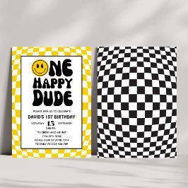 Invitación Primer cumpleaños de un chico feliz Face Boy