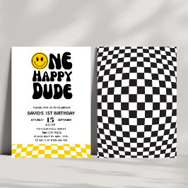 Invitación Primer cumpleaños de un chico feliz sonriendo cara