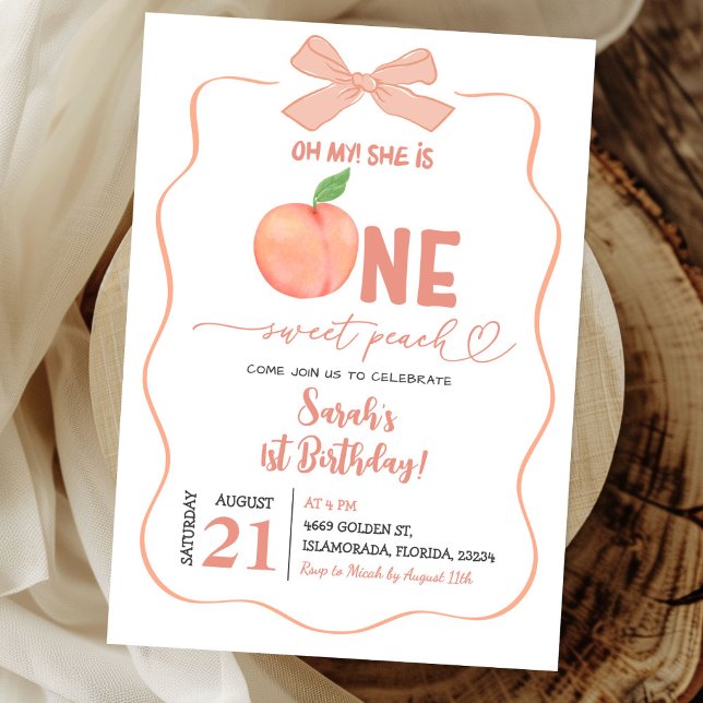 Invitación Primer cumpleaños de un dulce Chica de Coquette Bo (Subido por el creador)