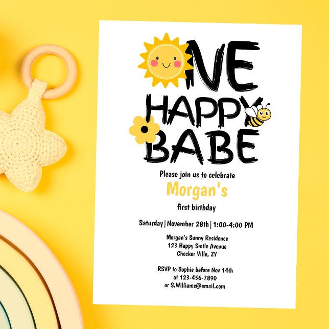 Invitación Primer cumpleaños de un feliz bebé Chicas de abeja (Subido por el creador)
