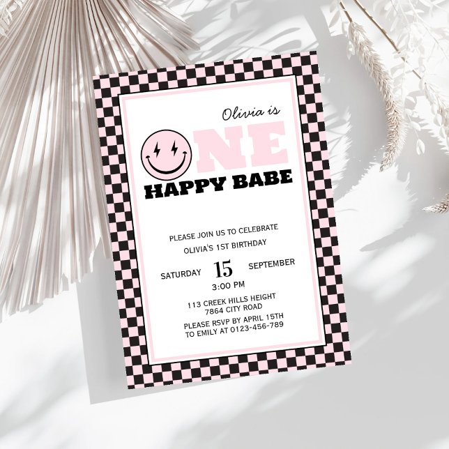 Invitación Primer cumpleaños de un feliz Chica de Babe (Subido por el creador)