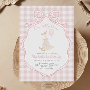 Invitación Primer cumpleaños de un inmoralidad rosada de una 