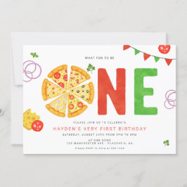 Invitación Primer cumpleaños de un Minimalista Fiesta de pizz