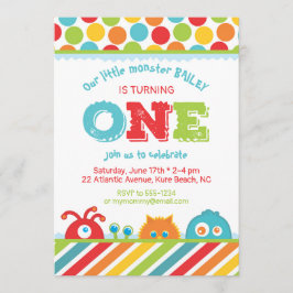 Invitación Primer cumpleaños de un monstruo lindo
