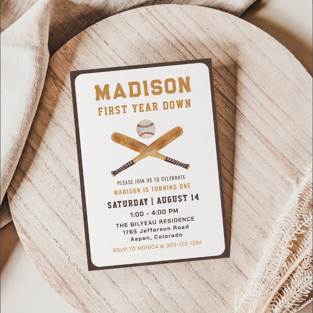 Invitación Primer cumpleaños de un niño de béisbol (Subido por el creador)