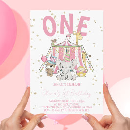 Invitación Primer cumpleaños de un niño en un circo de carnav