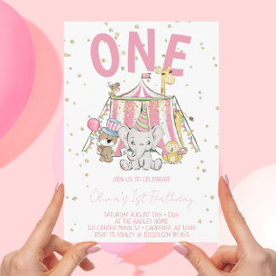 Invitación Primer cumpleaños de un niño en un circo de carnav