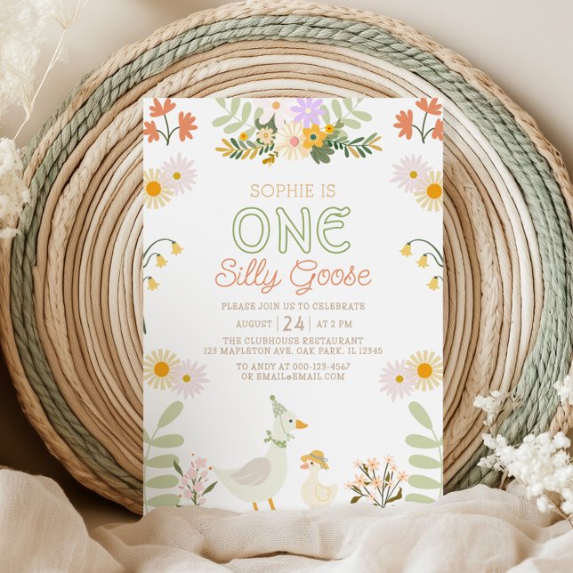 Invitación Primer cumpleaños de una flor de primavera alegre (Subido por el creador)